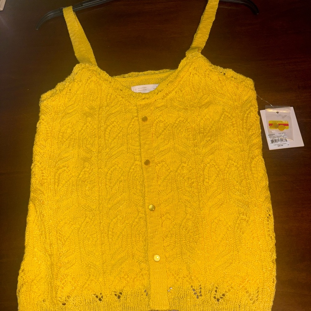 LC Lauren Conrad Vibrant Yellow Ribbed Cropped Tank